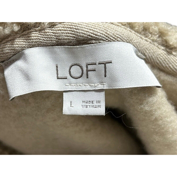 Loft Sherpa Hoodie Beige, Large Long Sleeve Soft Cozy‎ - Picture 4 of 5